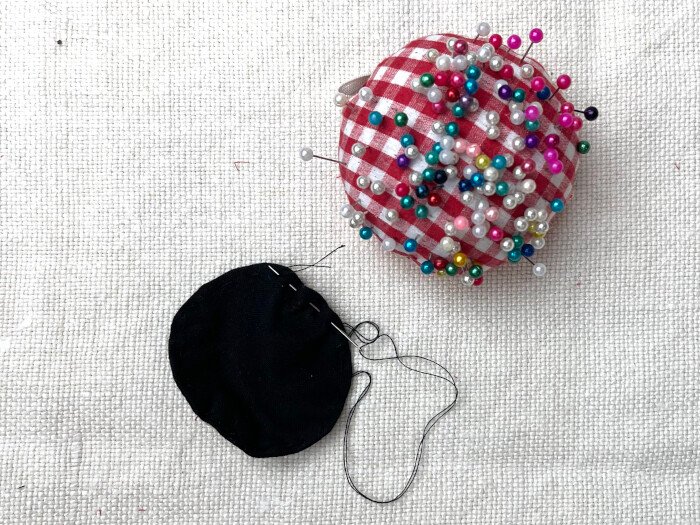 Hand sewing running stitch