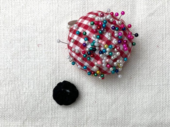 Hand sewing running stitch