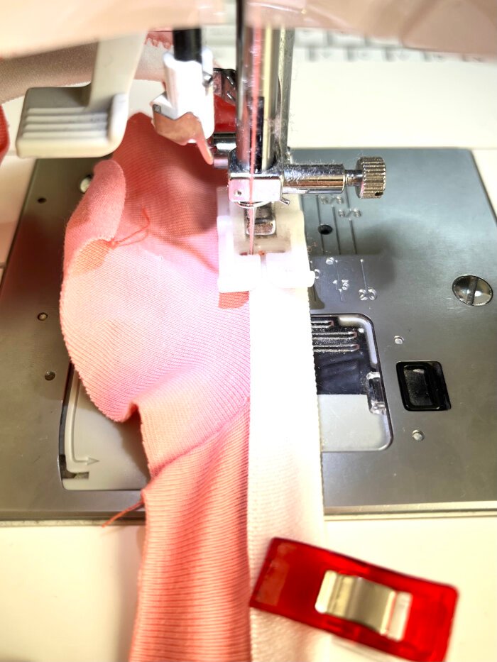 Attaching the fold over elastic 