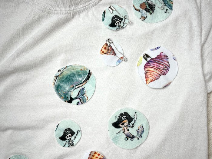 Spots attached with glue stick