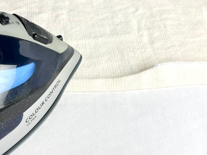 Press the double folded hem to hide raw edges.