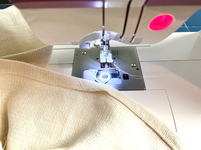 Leave a gap to insert elastic if used.