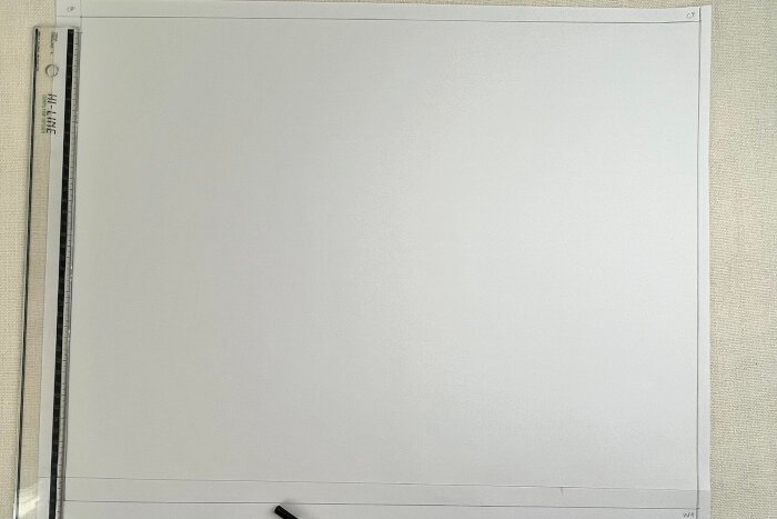 Drawing the first guidelines for a custom bodice block using body measurements.