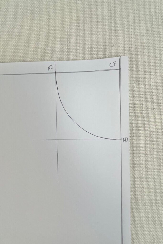 Drafting the front bodice block with neckline shaping.