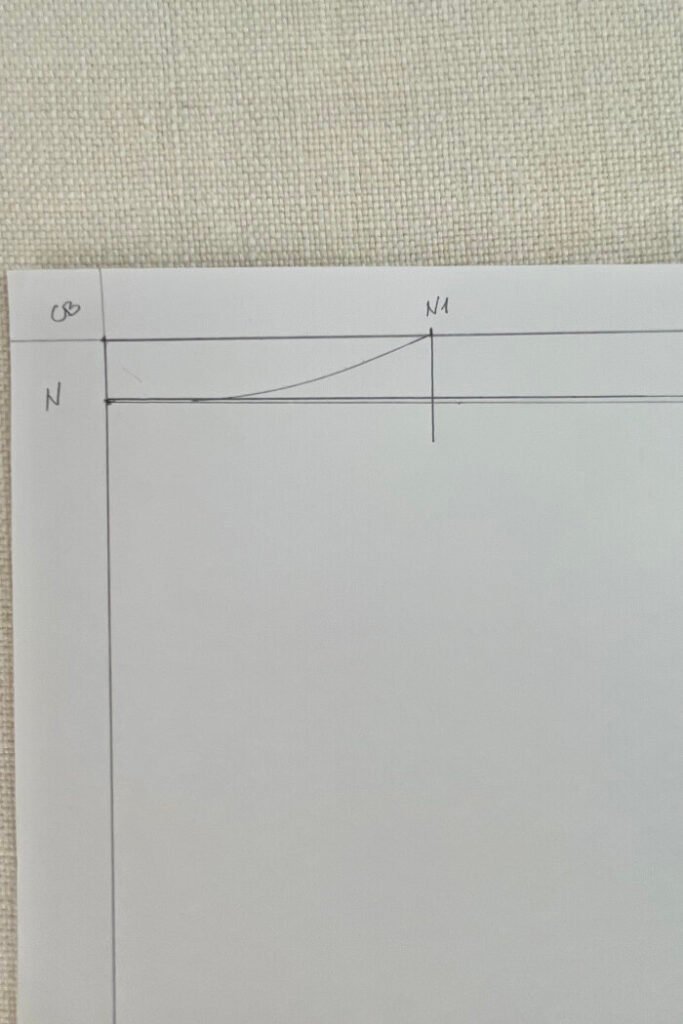Drafting the back bodice block with neckline shaping.