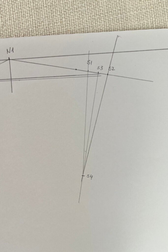 Drafting the back bodice block with shoulder line and back shoulder dart.