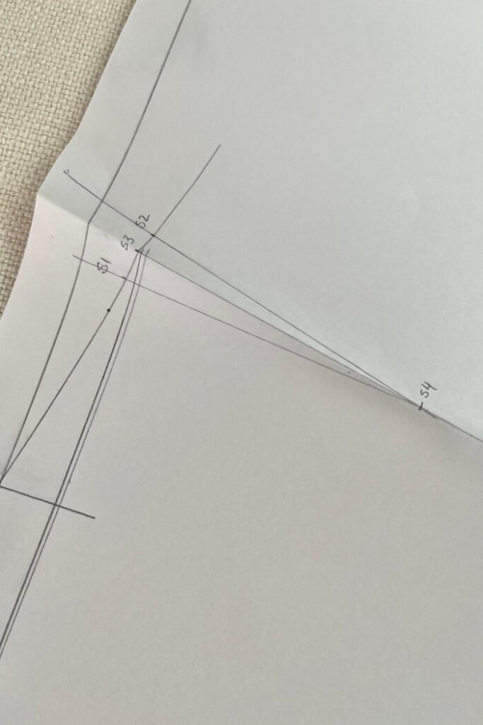 Drafting the back bodice block with shoulder line and back shoulder dart.