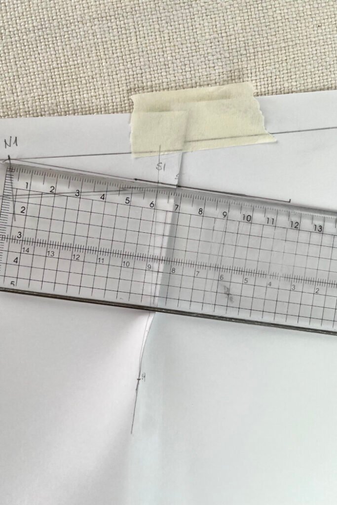 Drafting the back bodice block with shoulder line and back shoulder dart.
