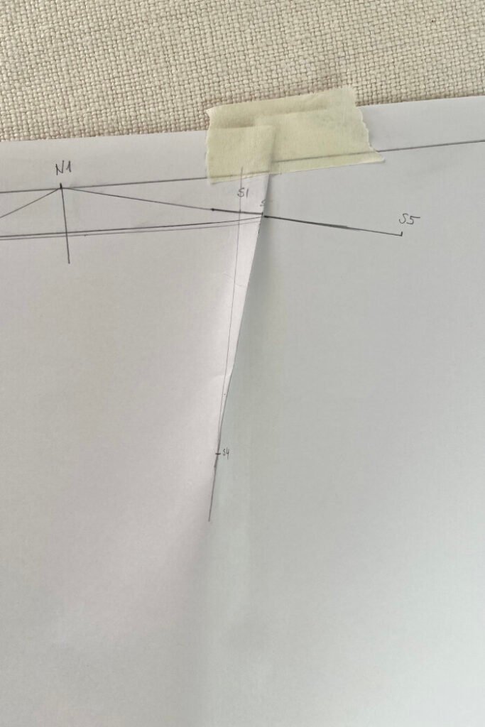 Drafting the back bodice block with shoulder line and back shoulder dart.