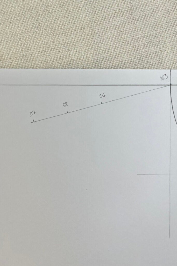 Drafting the back bodice block with shoulder line and back shoulder dart.