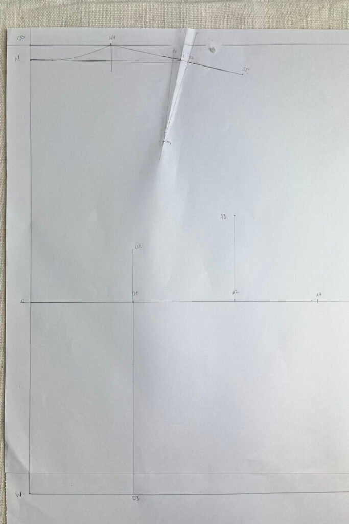 Waste shaping on the bodice blocks.