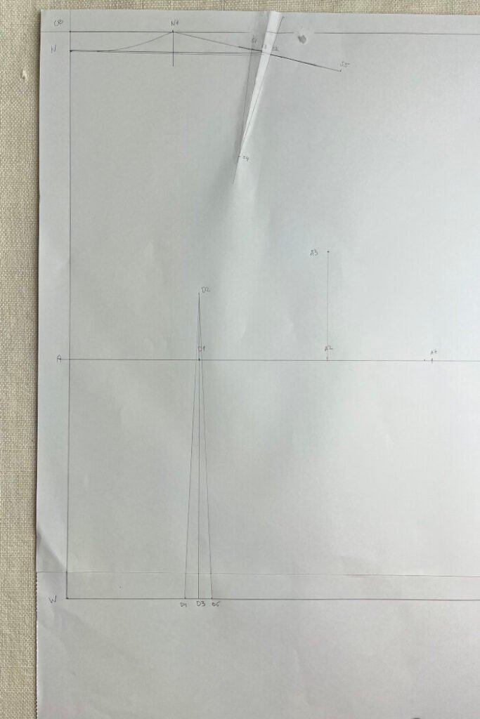 Waste shaping on the bodice blocks.