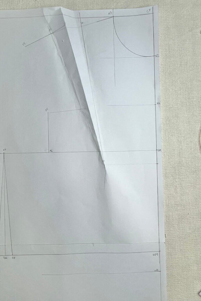 Waste shaping on the bodice blocks.