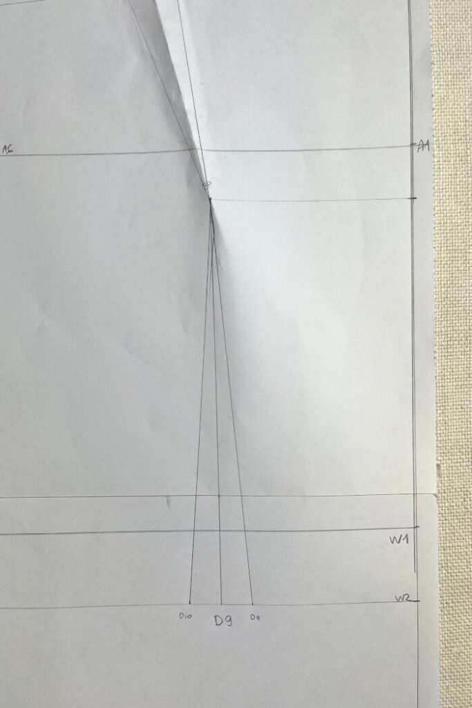 Waste shaping on the bodice blocks.