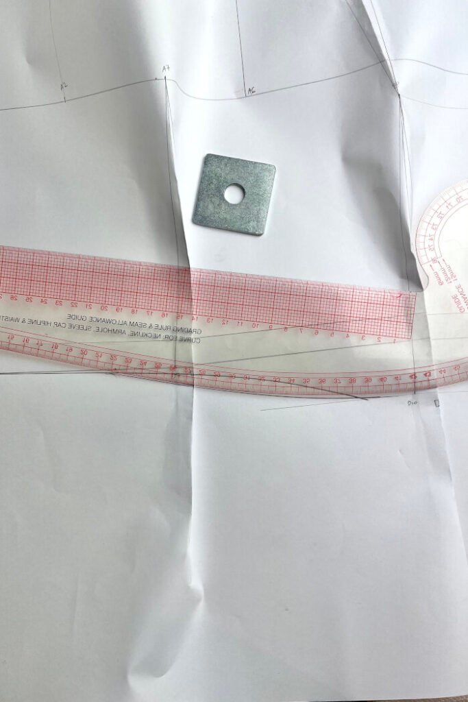 Waste shaping on the bodice blocks.