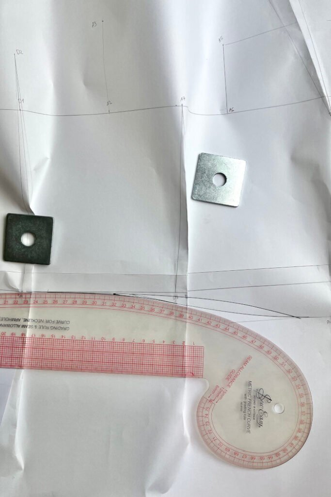 Waste shaping on the bodice blocks.