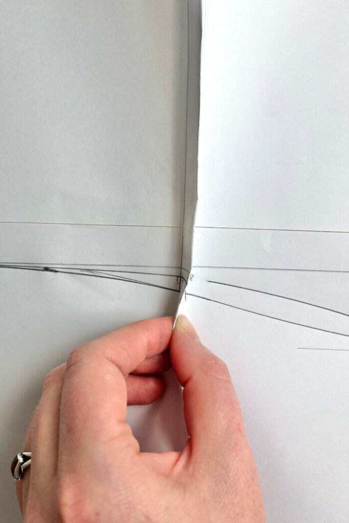 Waste shaping on the bodice blocks.