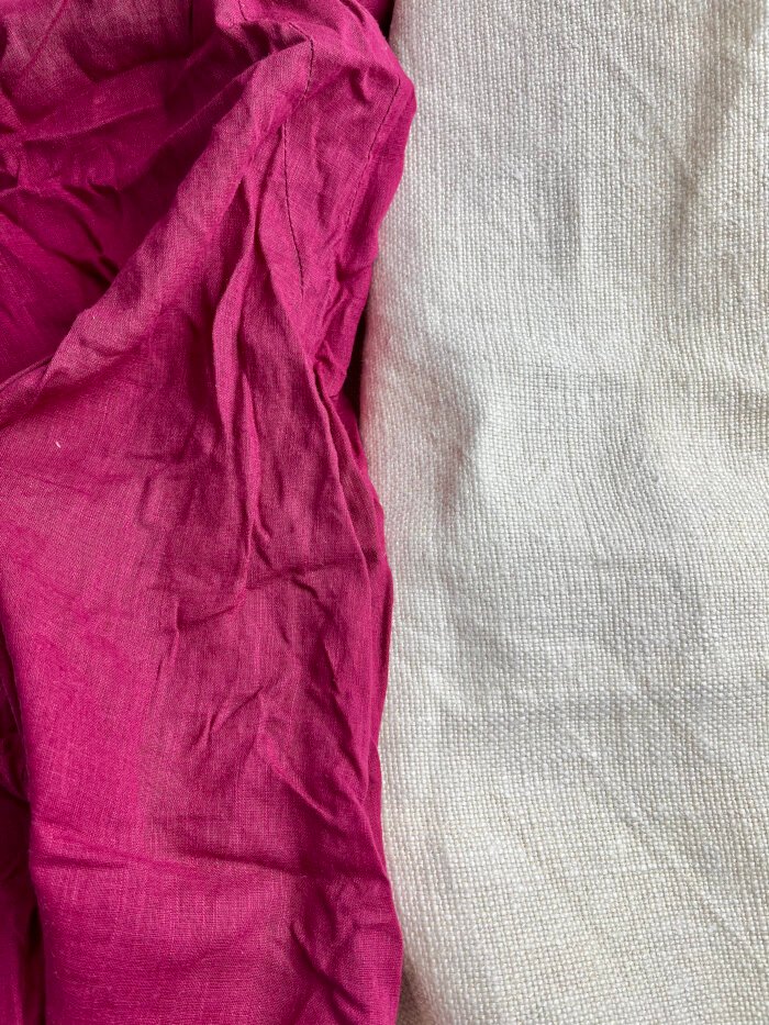 Choosing the Best Natural Fibres for Garment Sewing Comparison of lightweight linen versus heavy-weight linen canvas showing drape.