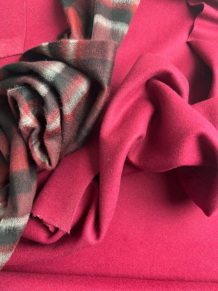 Choosing the Best Natural Fibres for Garment Sewing Comparison of lighter weight cashmere versus heavy-weight wool melton showing drape.