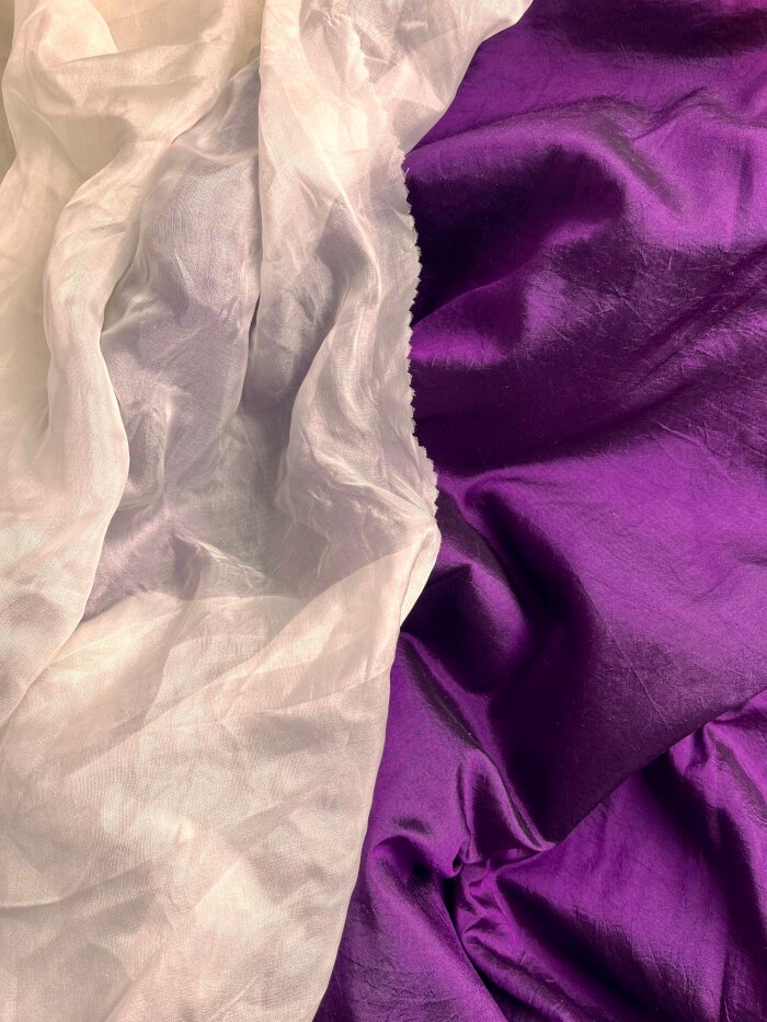 Choosing the Best Natural Fibres for Garment Sewing Lightweight silk chiffon and medium weight silk satin draped with natural sheen suitable for blouses and occasionwear.
