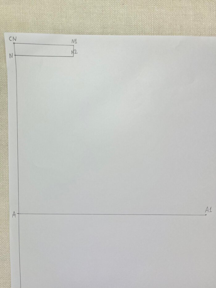 Squaring horizontal measurements for a T-shirt pattern from bust circumference for armhole line. 
