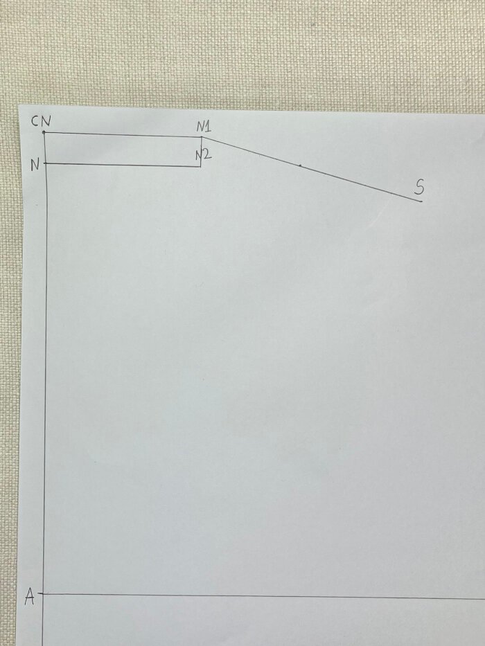 Marking shoulder length and shoulder angle on a self-drafted T-shirt bodice block