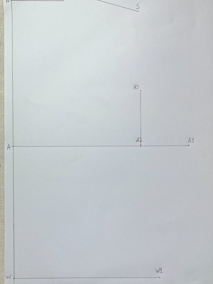 Measuring location on a T-shirt bodice block for armhole placement