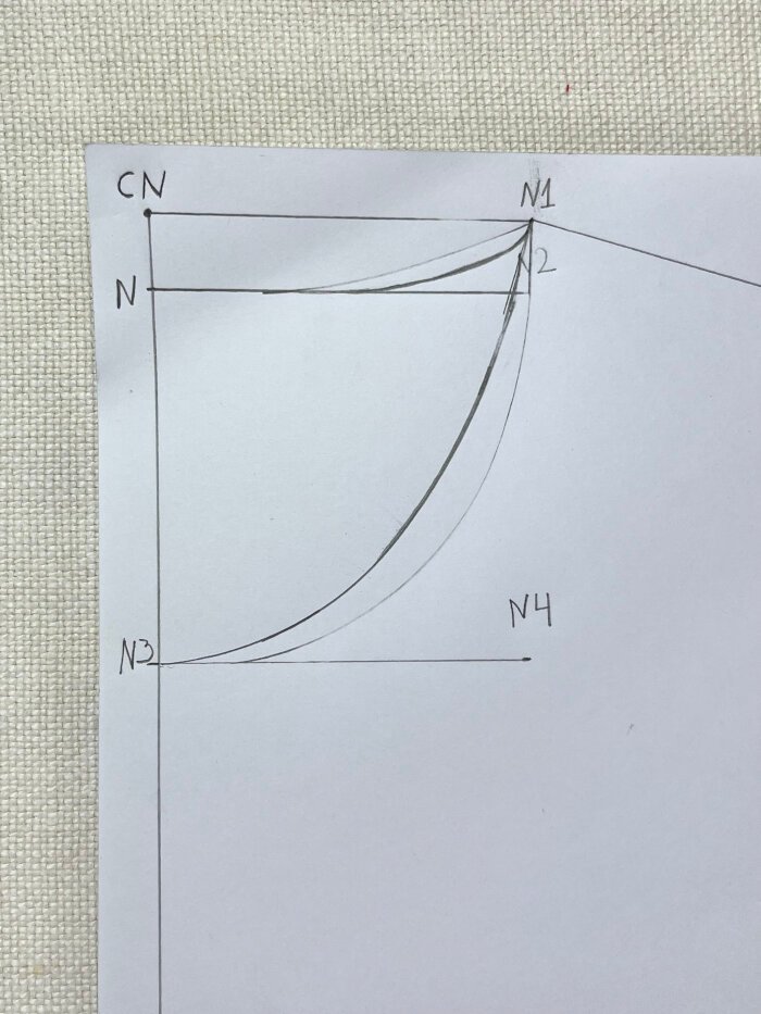Adjusting front and back neckline shapes on a self-drafted T-shirt bodice