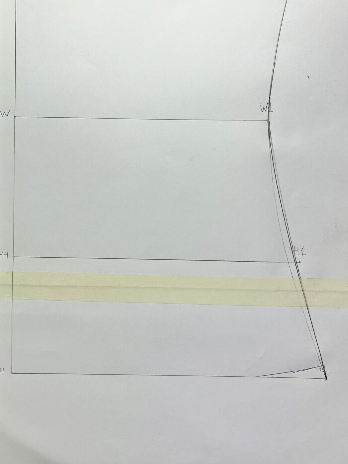 Adjusting side seams for hip angle on a T-shirt bodice pattern