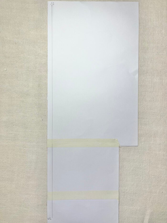 Drafting centre fold line for t-shirt sleeve block on paper