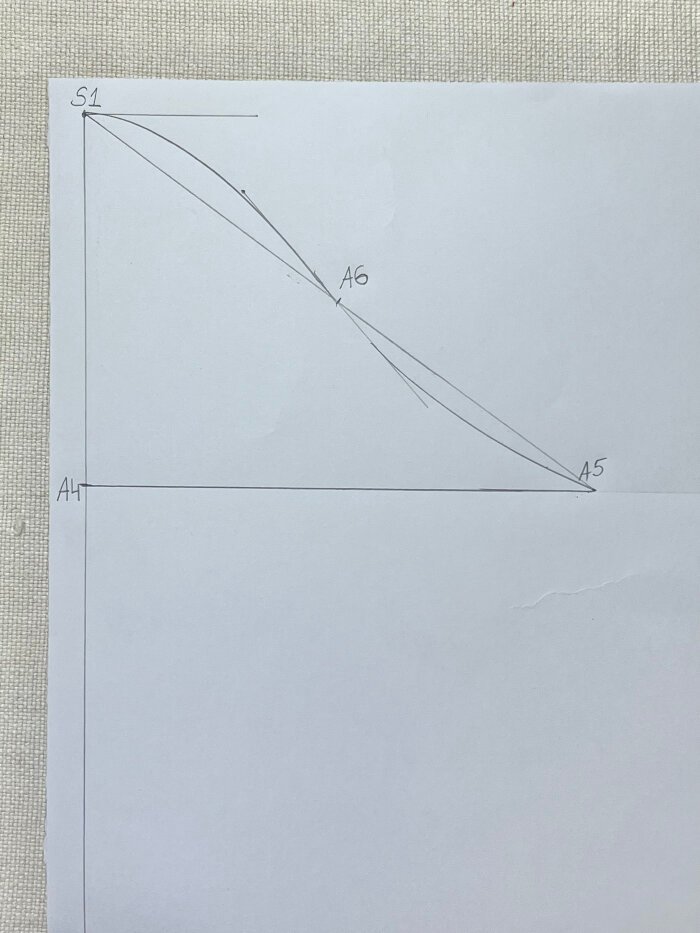 Smooth sleeve cap curve drafted for jersey t-shirt sleeve pattern