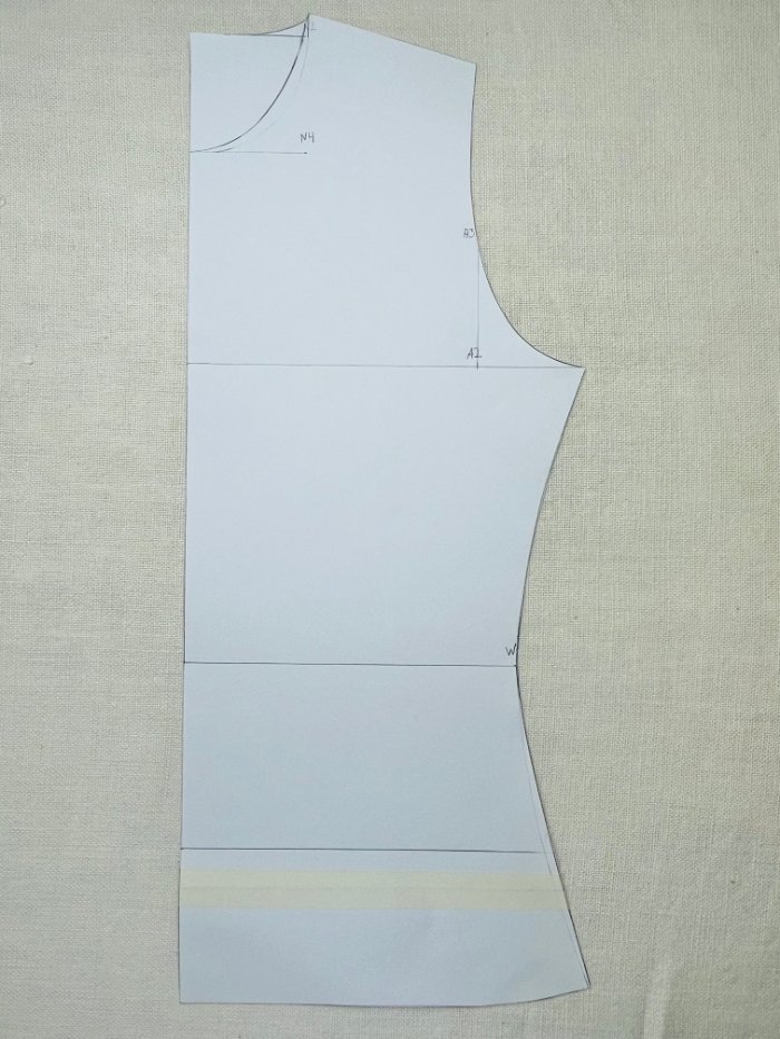 Completed basic T-shirt bodice block drafted from body measurements