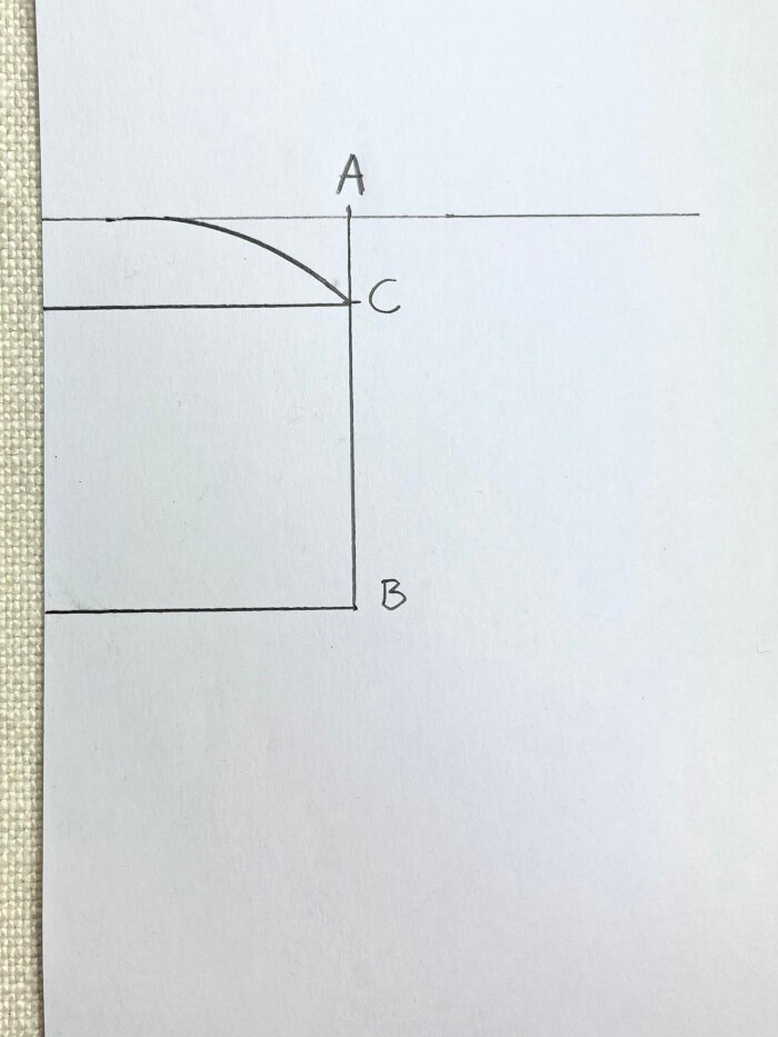 Drawing back neckline curve with French curve on baby drool bib pattern