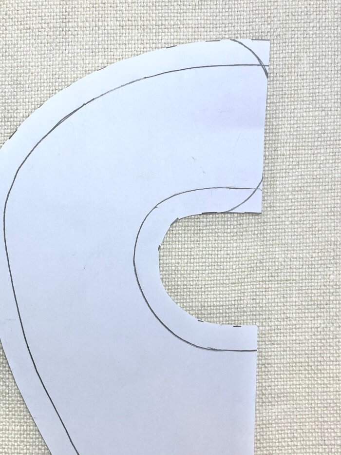 Rounded corners added to back of baby drool bib pattern for comfort and finish