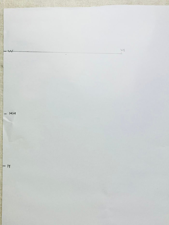 Drafting waist line for a custom A-line skirt pattern