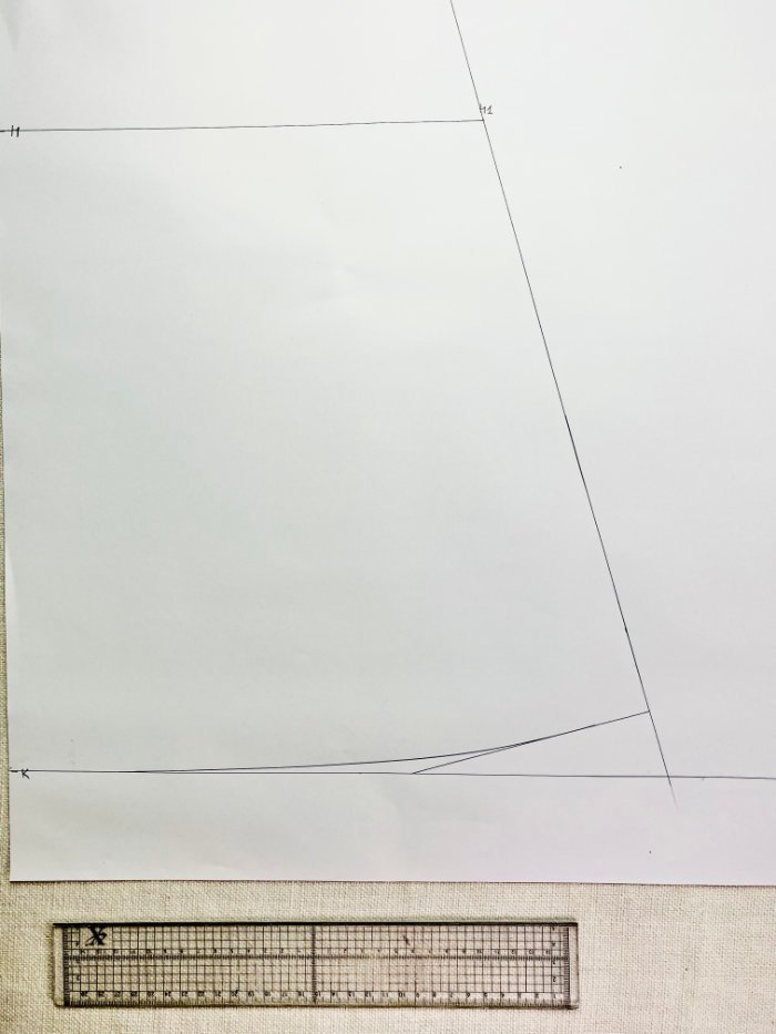 Correcting the side seam and smoothing the hemline on an A-line skirt pattern
