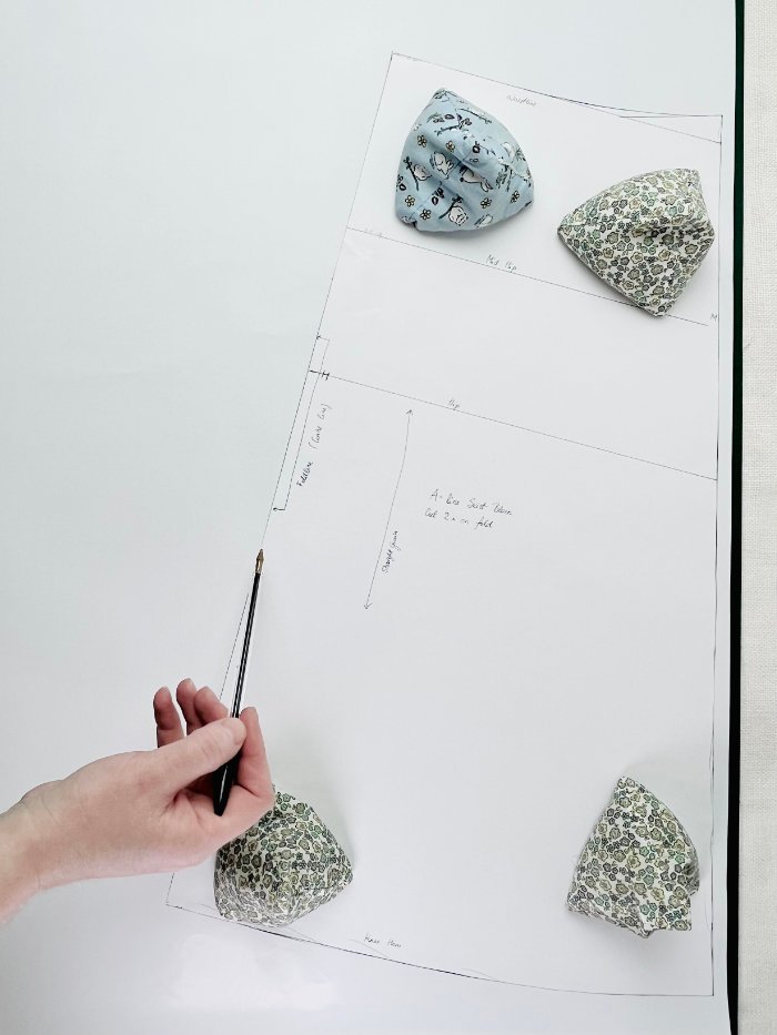 How to Draft a Wrap Skirt Sewing Pattern from an A-Line Block (Beginner Pattern Drafting Tutorial) Tracing an A-line skirt block onto pattern paper for wrap skirt drafting