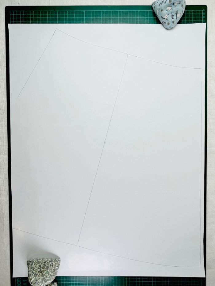 How to Draft a Wrap Skirt Sewing Pattern from an A-Line Block (Beginner Pattern Drafting Tutorial) Extended A-line skirt tracing to draft wrap skirt overlap