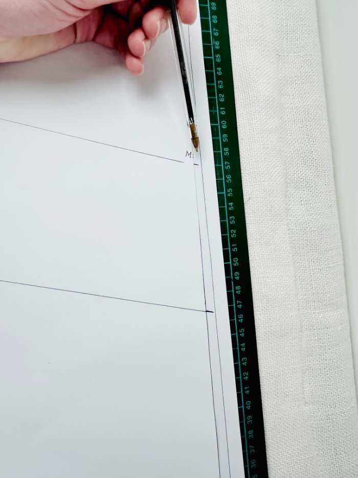 How to Draft a Wrap Skirt Sewing Pattern from an A-Line Block (Beginner Pattern Drafting Tutorial) Marking hip line on the wrap skirt pattern