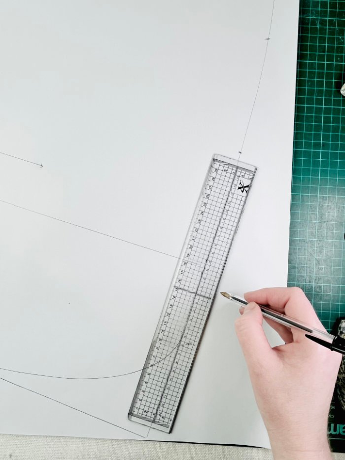 How to Draft a Wrap Skirt Sewing Pattern from an A-Line Block (Beginner Pattern Drafting Tutorial) Adding seam allowance to wrap skirt front pattern piece