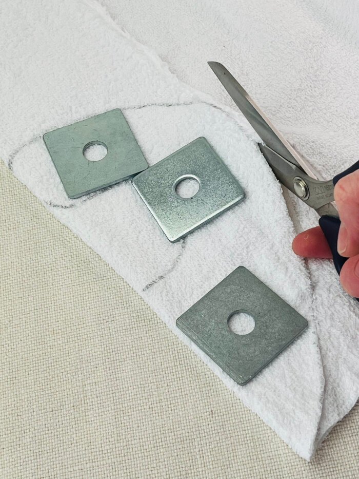 How to Sew a Baby Drool Bib (Easy Step-by-Step Sewing Tutorial) Tracing and cutting the middle layer for DIY baby drool bib