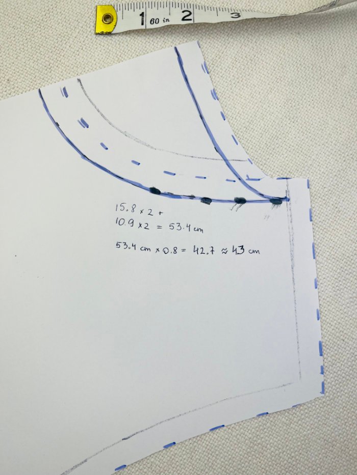 Working out the neckband measurements for jersey T-shirt