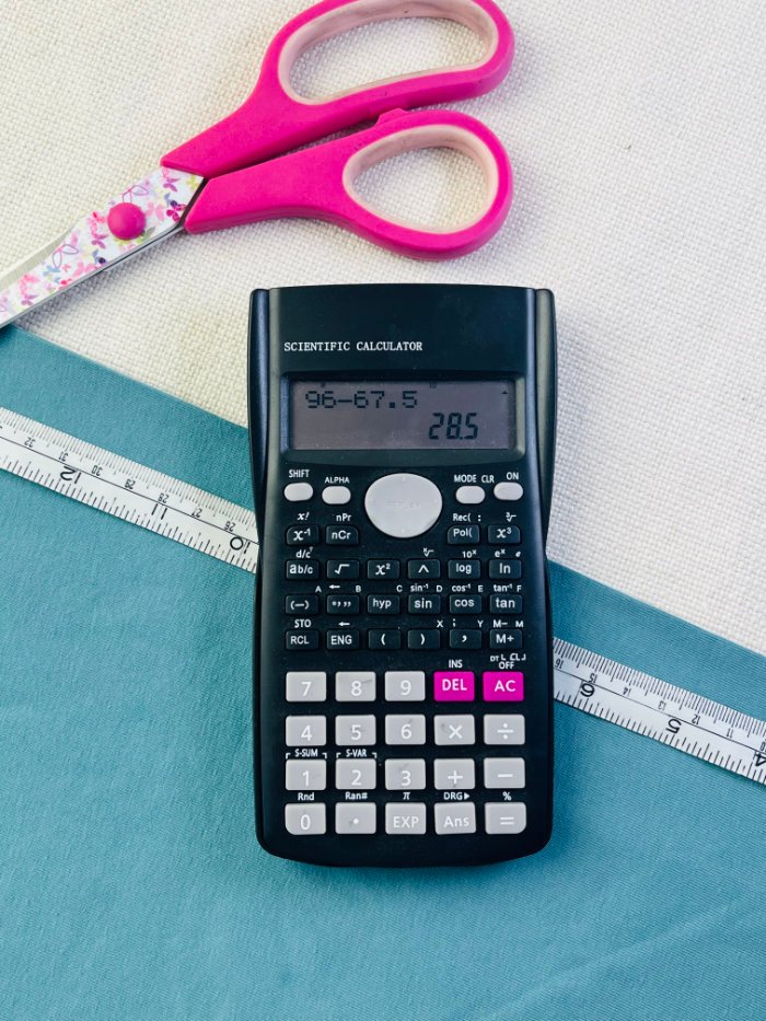 Working out the difference between fabric length and the pattern length for sleeve length