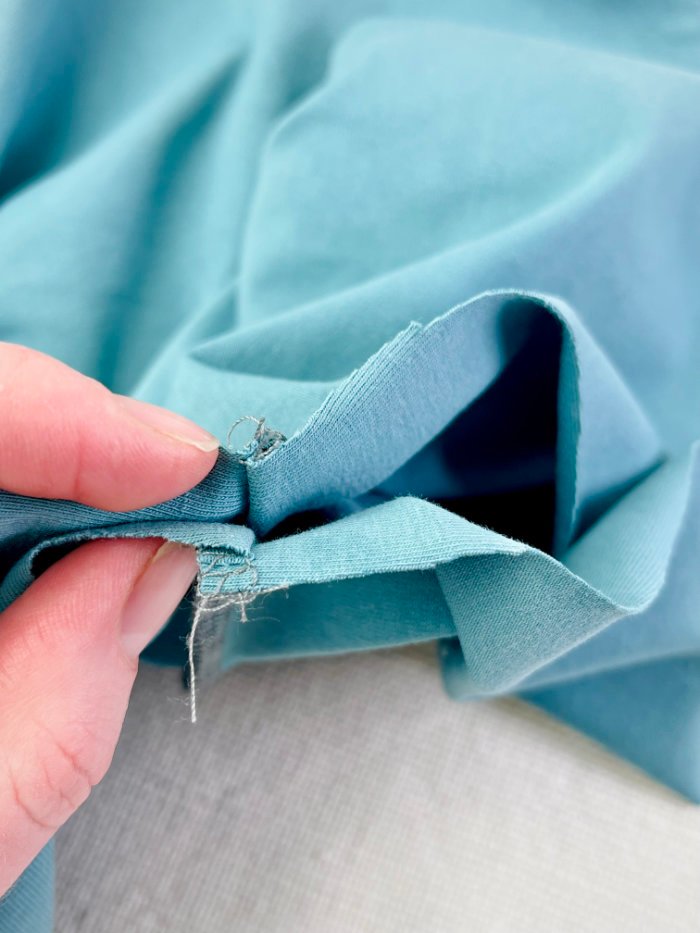 Matching armhole seams before sewing the T-shirt