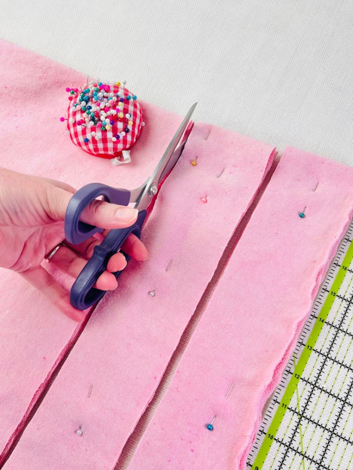 How to Sew a Wrap Skirt from an A-Line Skirt Block (Beginner) Cutting extended wrap skirt waistband pieces on straight grain before cutting skirt panels