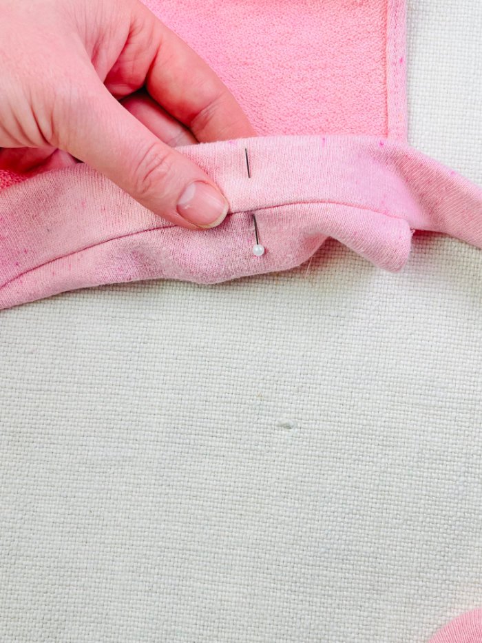 How to Sew a Wrap Skirt from an A-Line Skirt Block (Beginner) Pinning the waistband for stitch-in-the-ditch finish from the right side