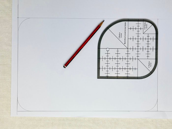 Rounding corners on laptop bag sewing pattern for smooth bag construction