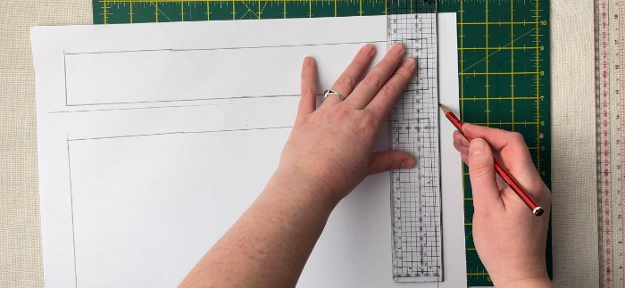 Drafting front zipped pocket pattern pieces for laptop bag sewing pattern