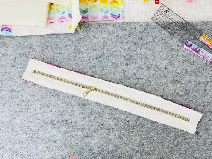 Upper gusset piece completed for DIY laptop bag