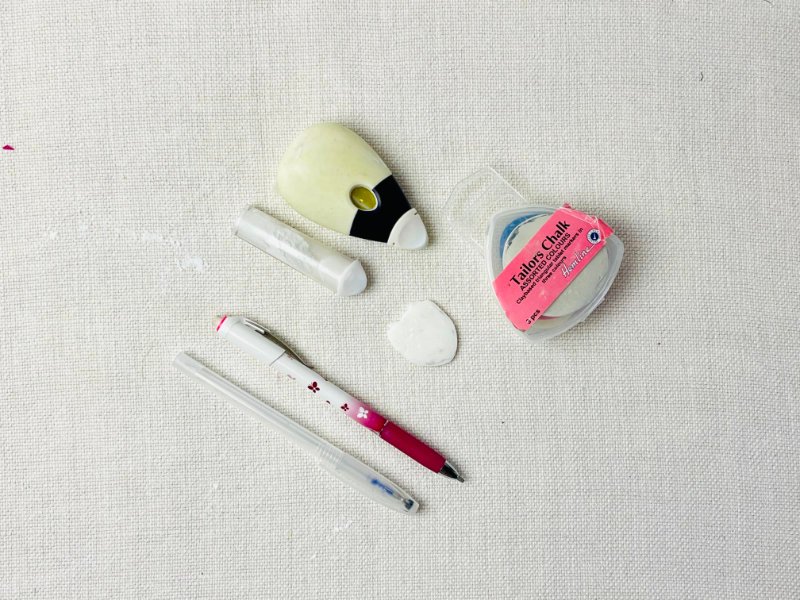Sewing Pattern Drafting Tools You Actually Need Tailor’s chalk, soap and erasable fabric pen marking seam allowances directly onto fabric for sewing projects